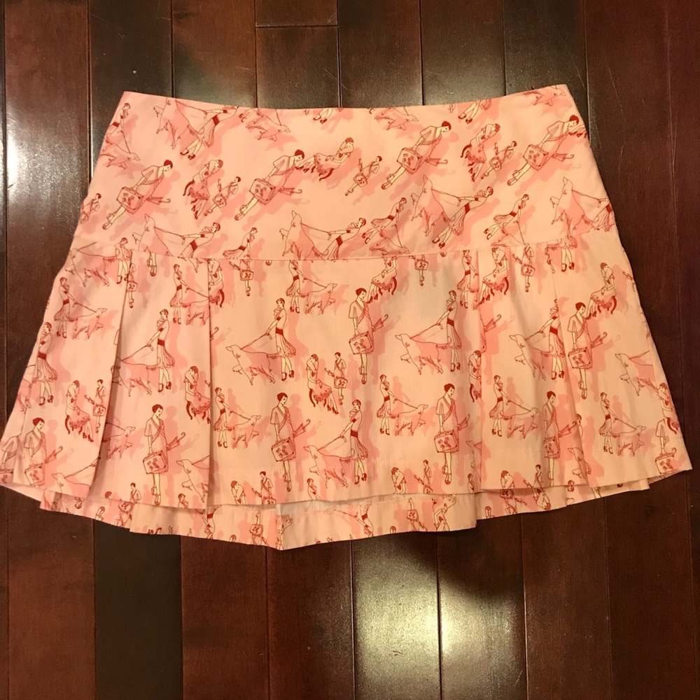 H&M Divided Travel Dog Print Pleated Retro Skirt